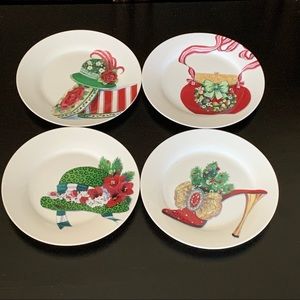 Punch Studios Holiday Couture 4 Piece Plate Set